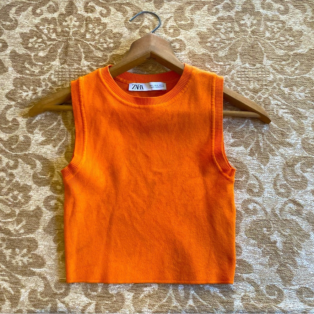 Zara sleeveless crop top orange